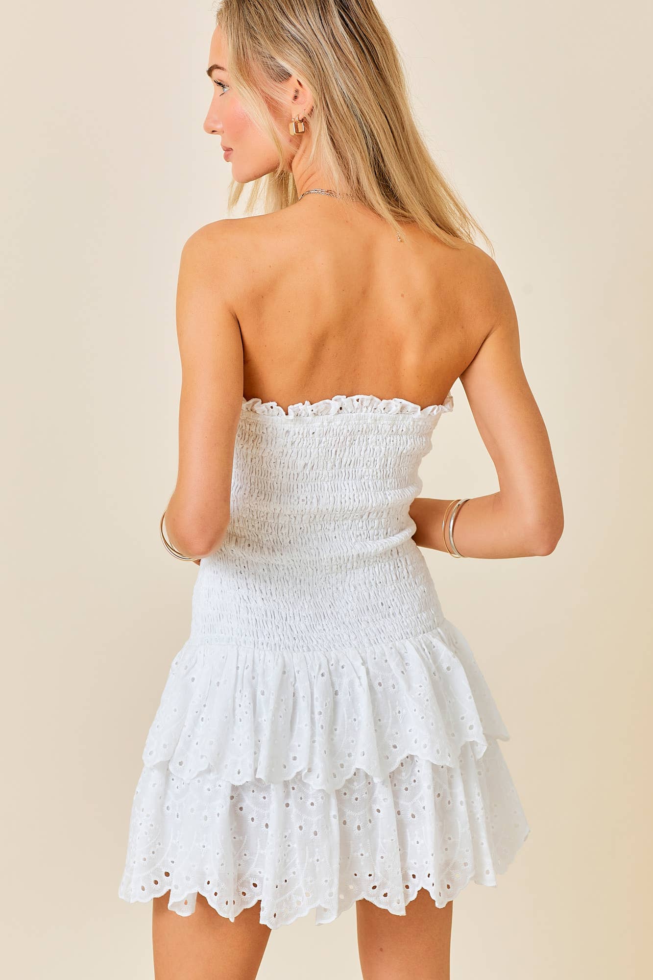 Smocked Ruffle Mini Dress