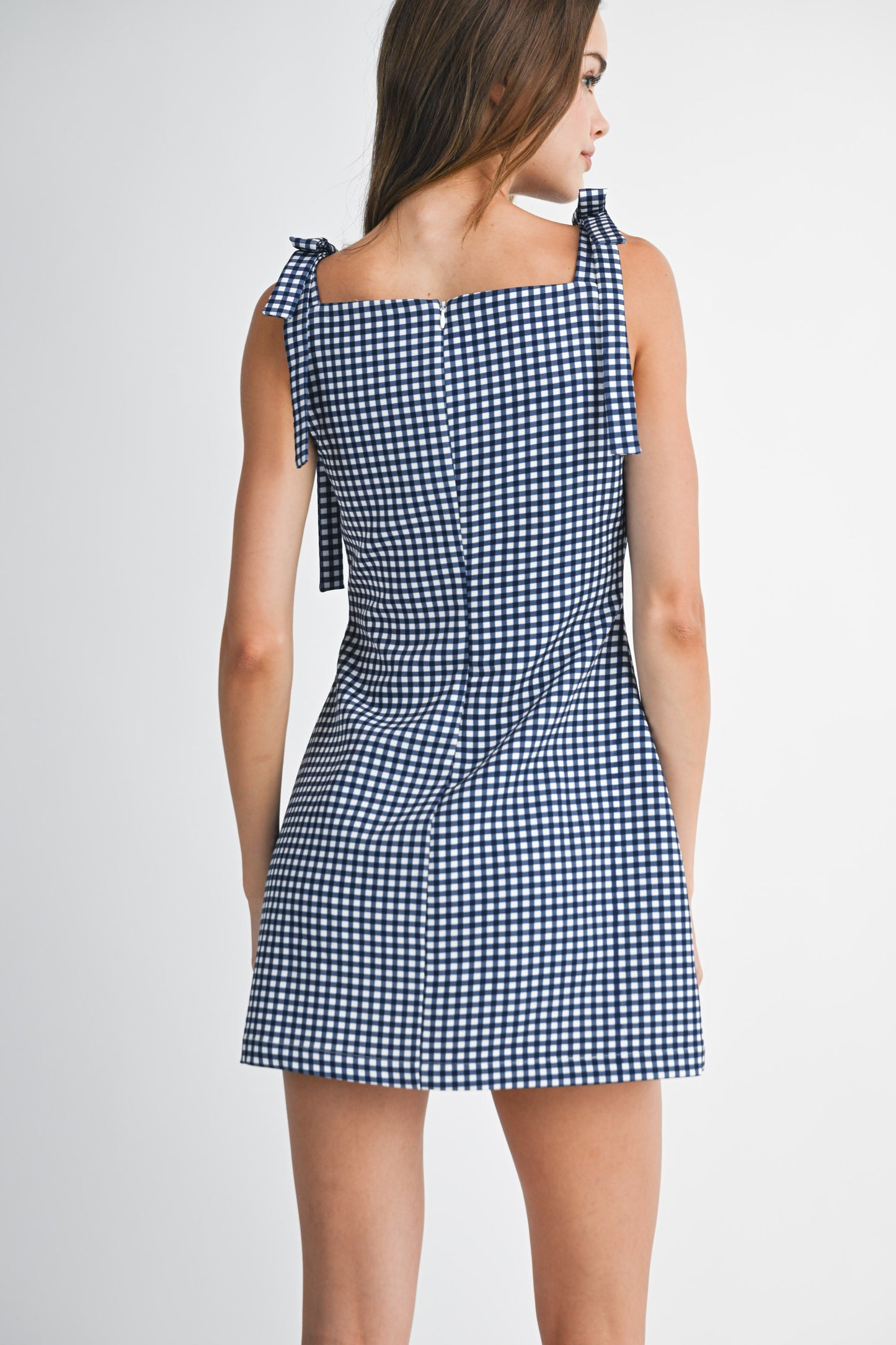 Gingham Plaid Self Tie Mini Dress