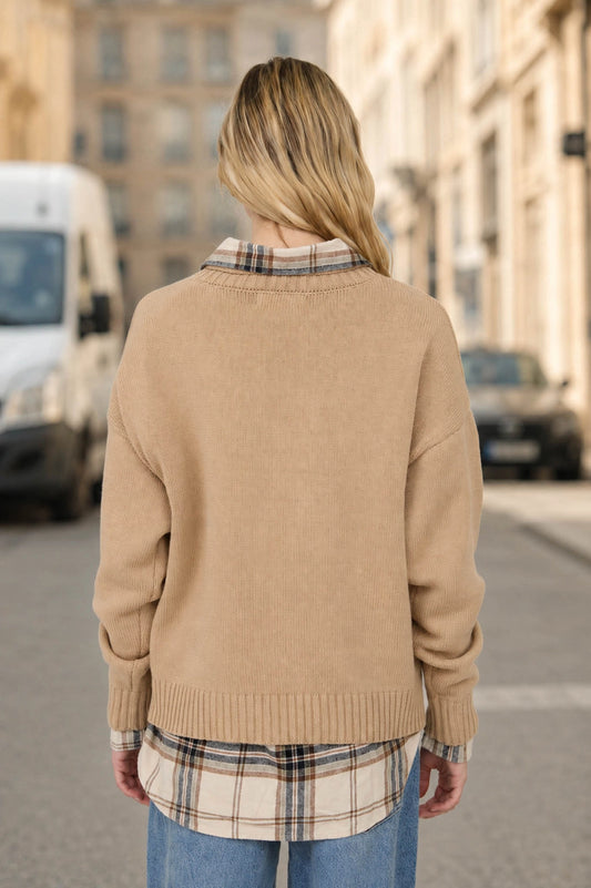 TEDDY BEAR CREWNECK KNIT SWEATER