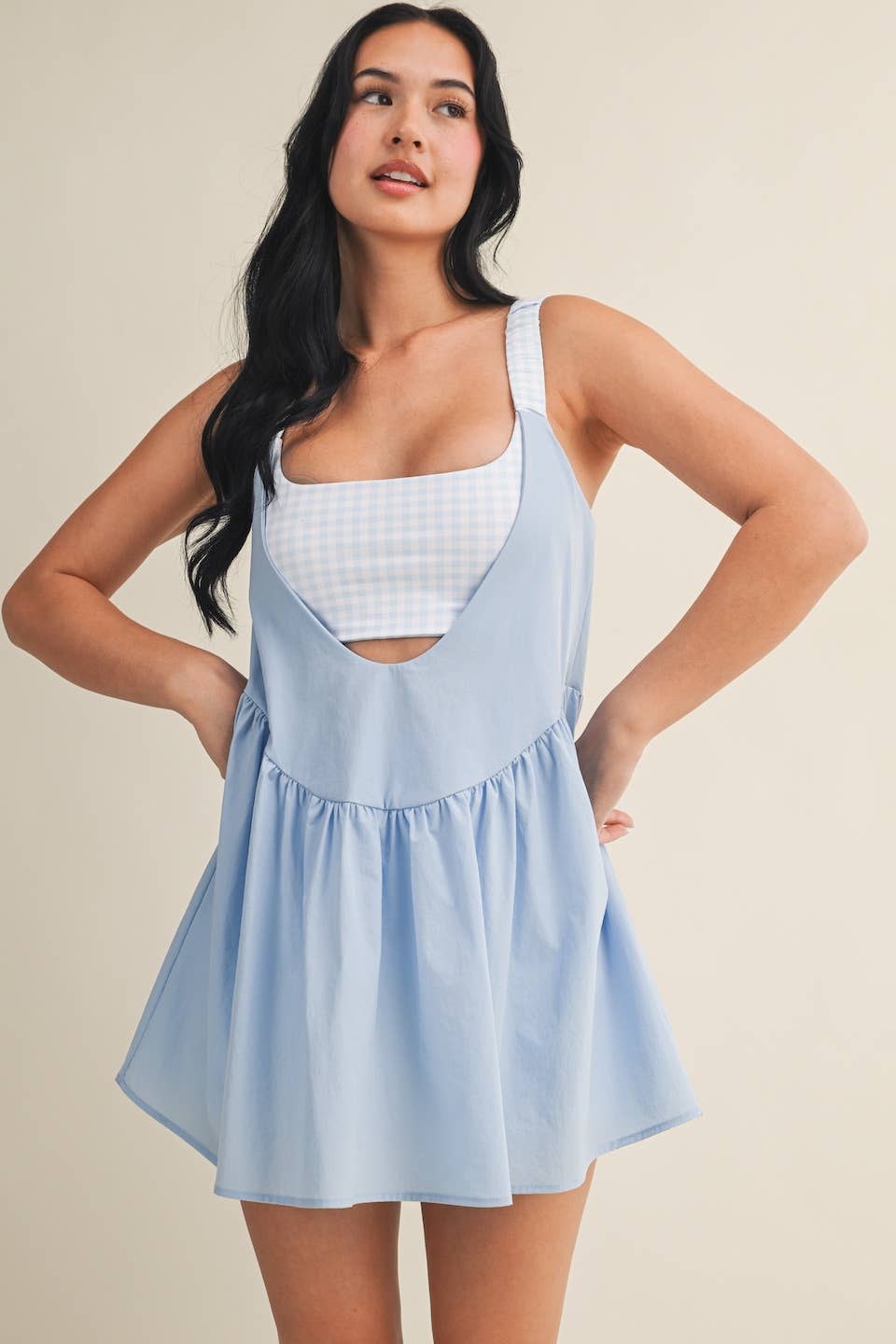 Gingham Print Double Layered Play Dress