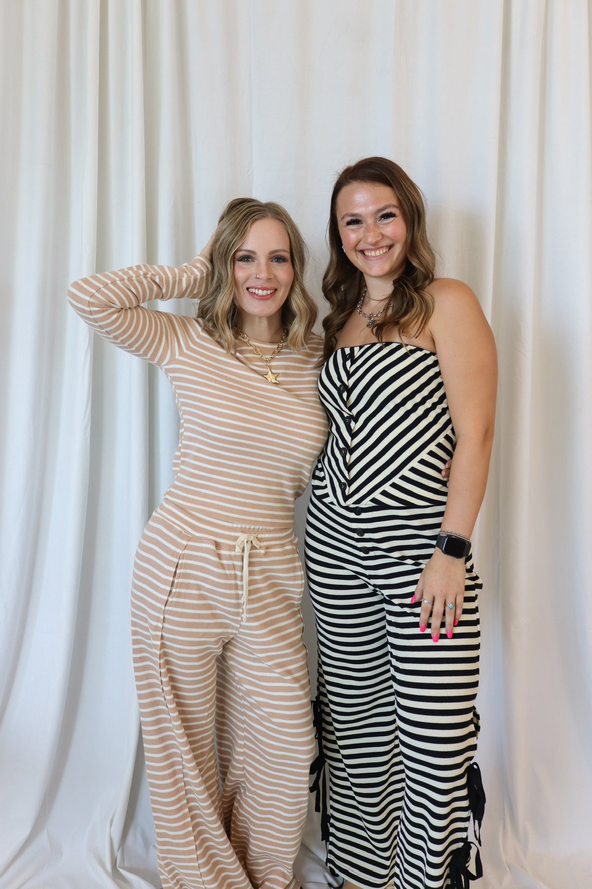 STRIPED WAFFLE PANTS SET