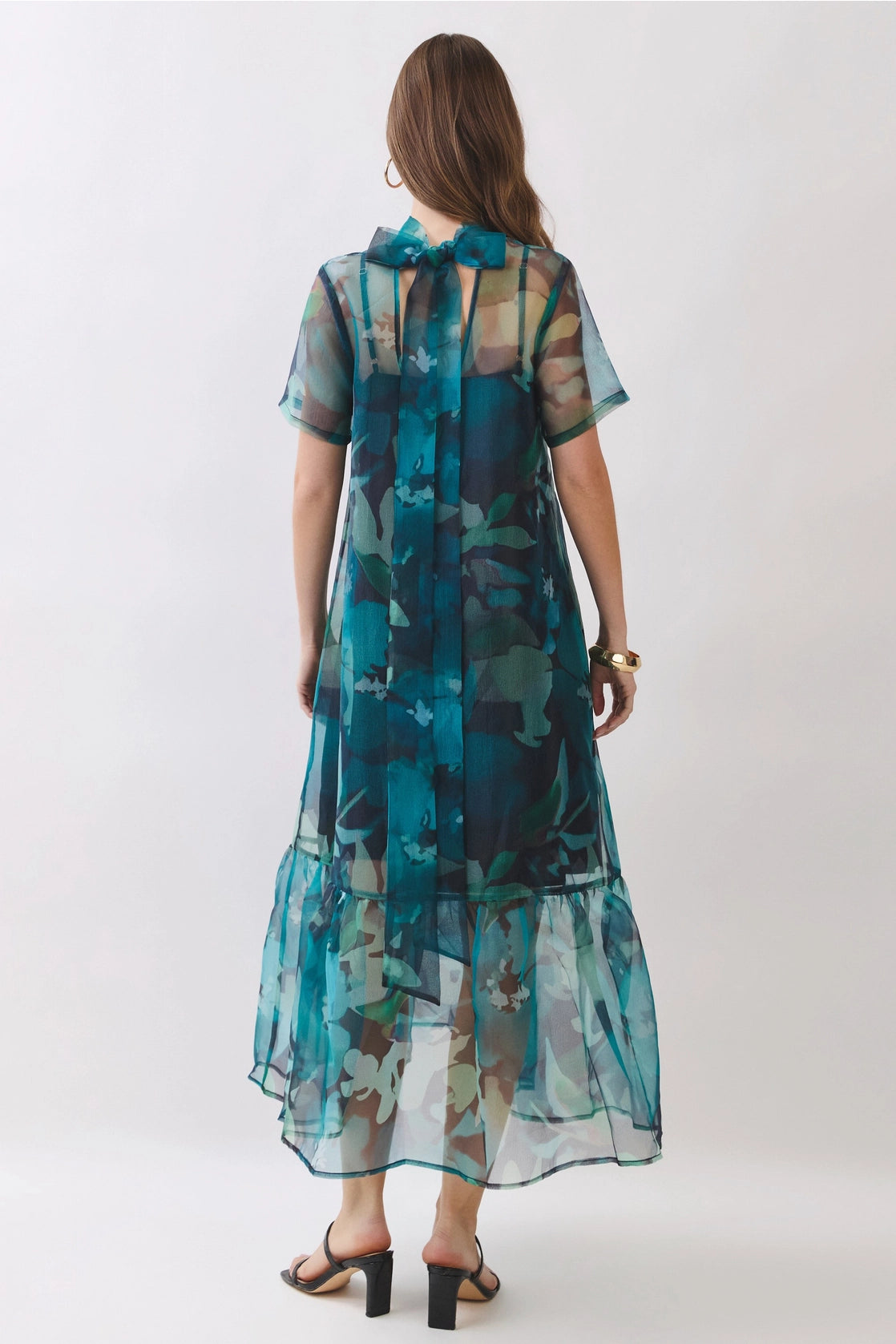 SHEER FLORAL OVERLAY MAXI DRESS