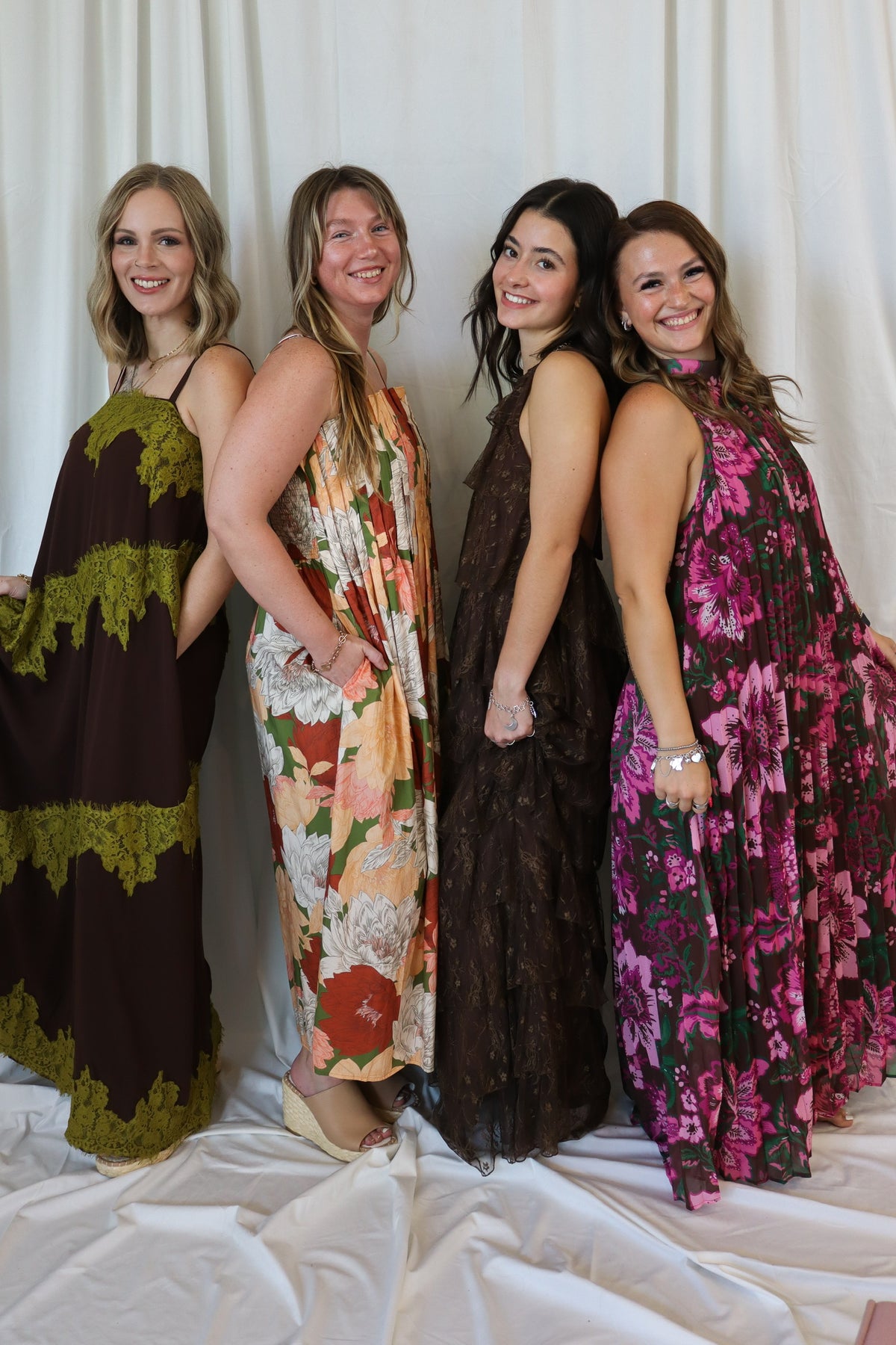 FLORAL PLEATED HALTER MAXI DRESS