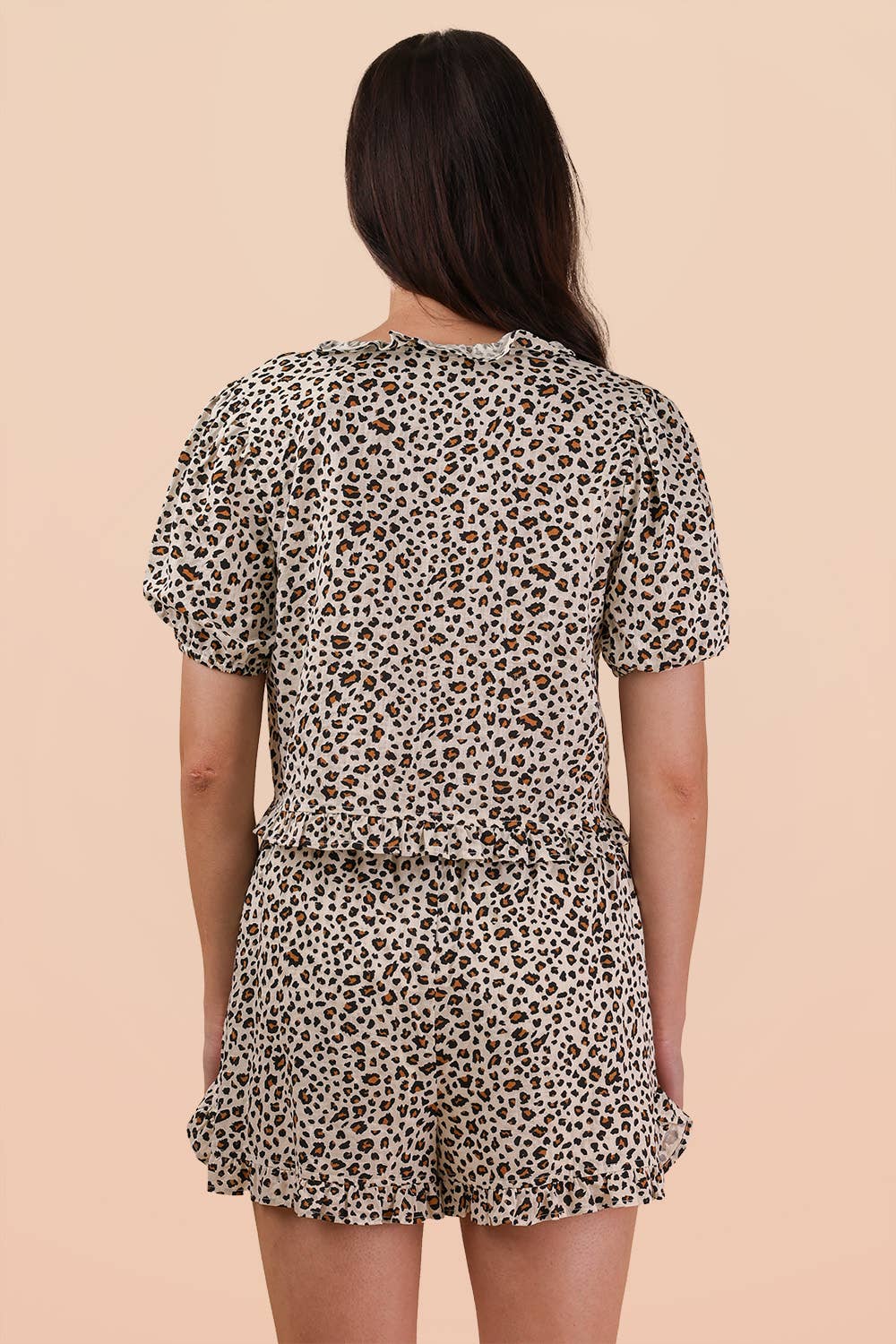 Leopard Printed Woven Top & Shorts Set