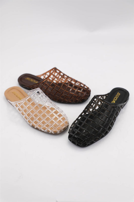 Jelly Slide Mules - BROWN