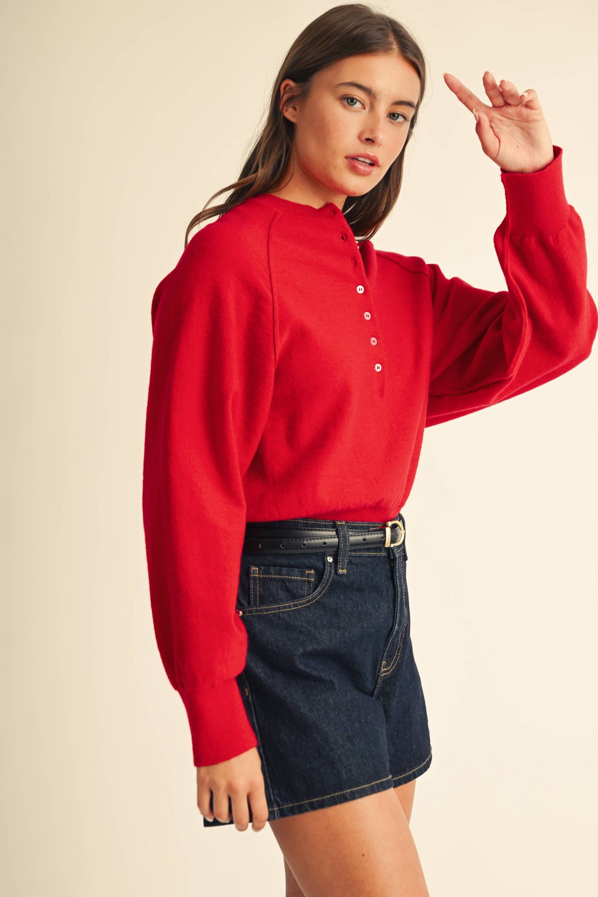 Luxe Knit Henley Pullover Sweater