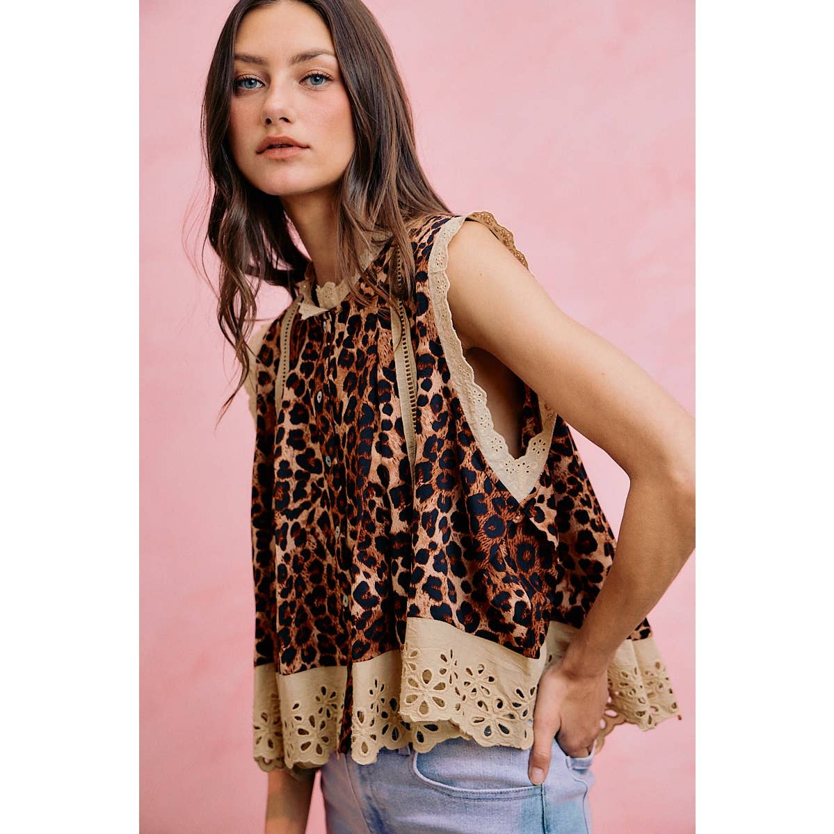 Leopard Pleated Blouse