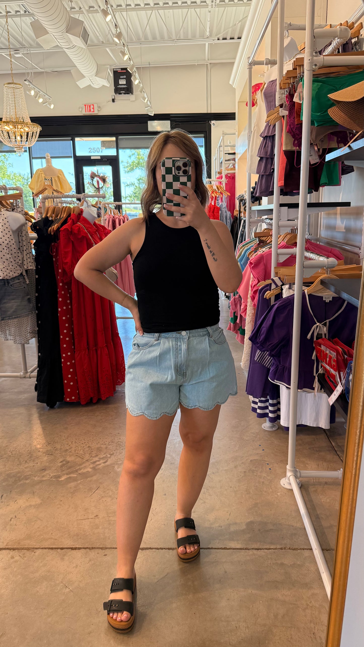 Scallop Denim Shorts