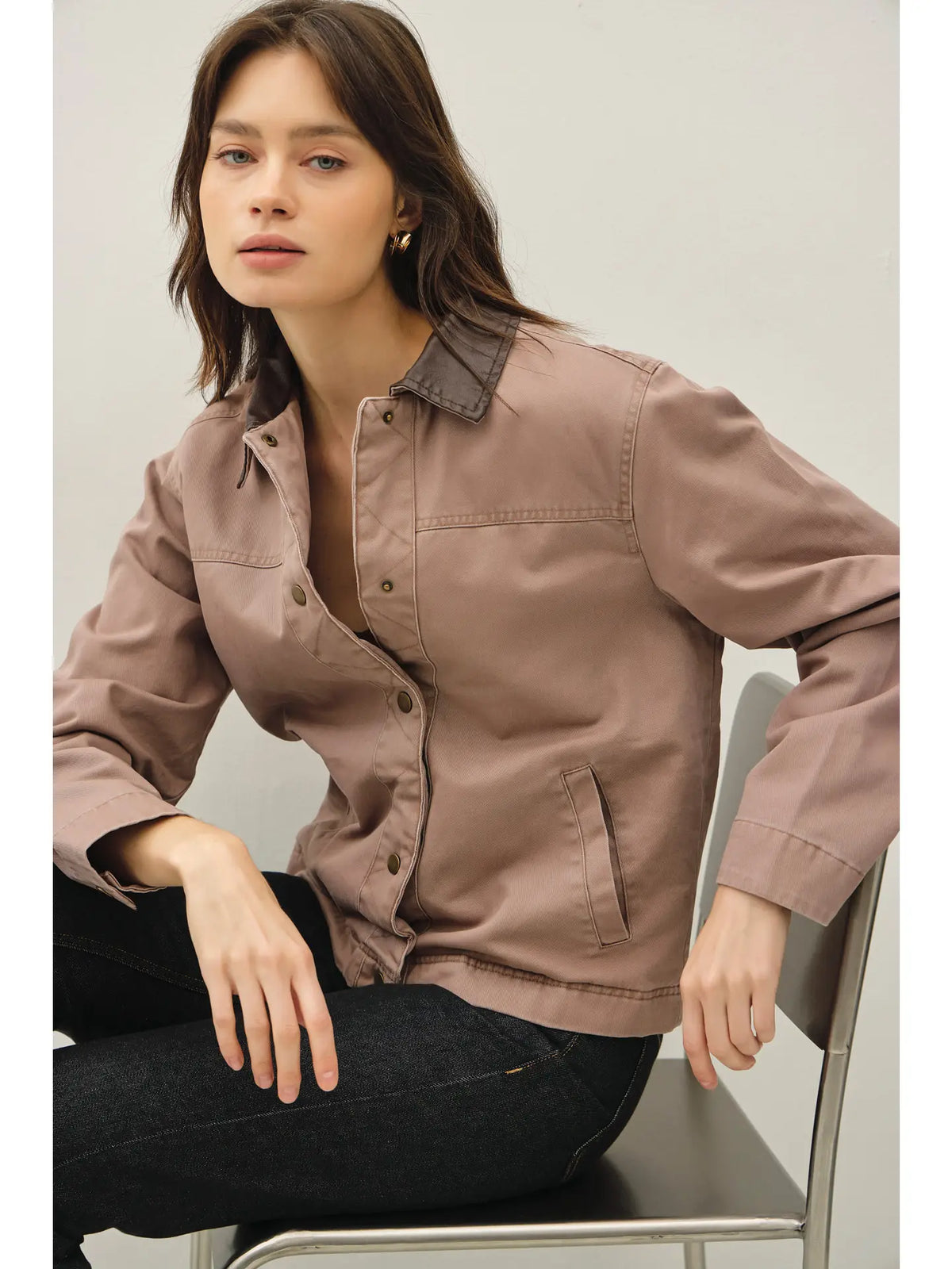 CHORE JACKET W/ LEATHER COLLAR