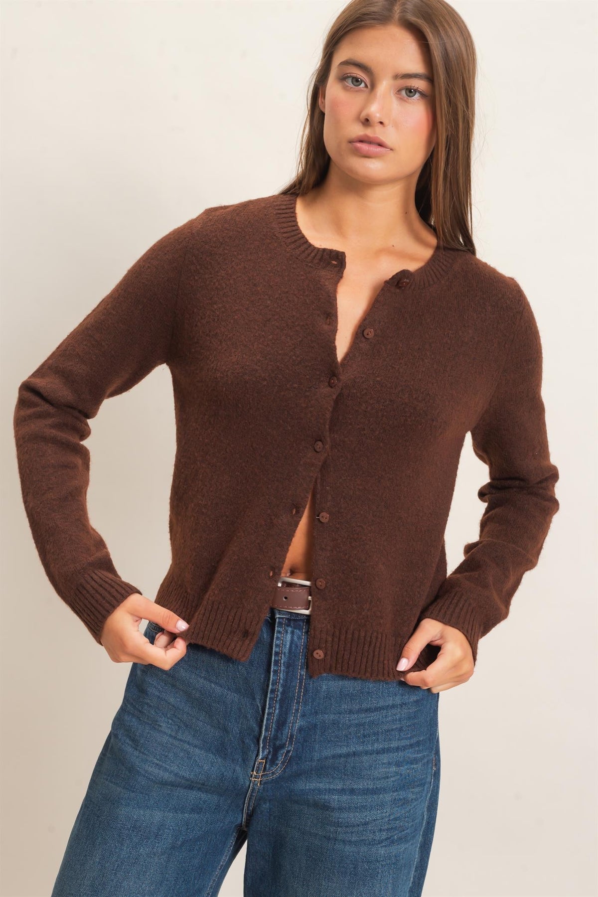 CREW NECK CARDIGAN