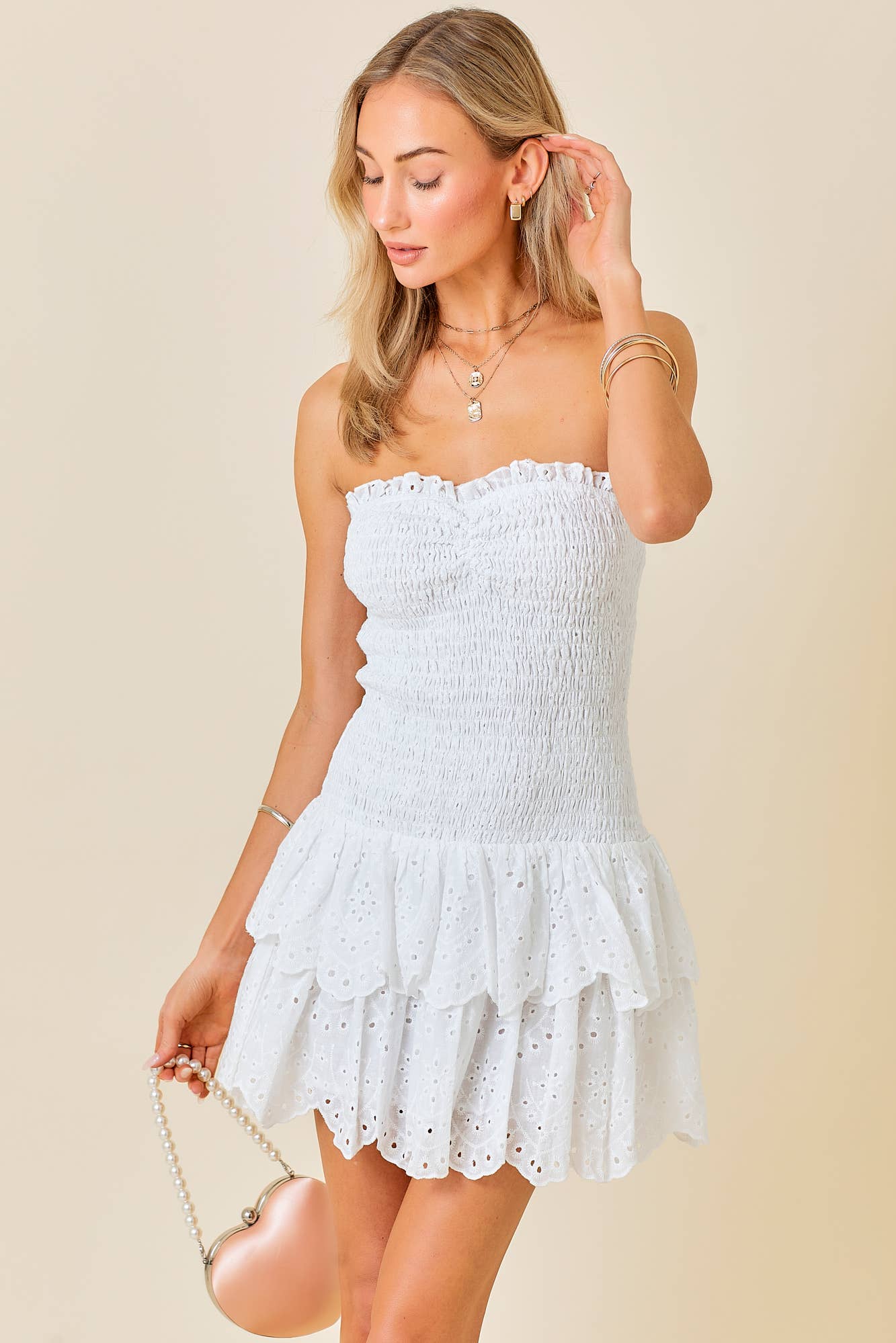 Smocked Ruffle Mini Dress