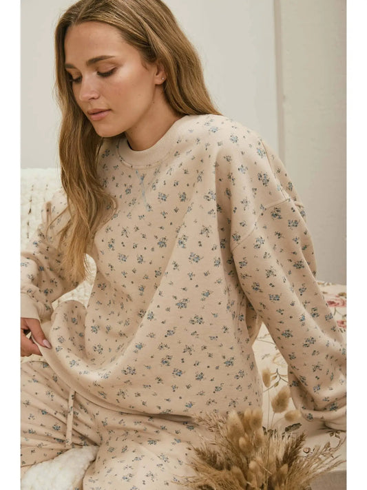 DITSY FLORAL BOXY CREWNECK SWEATER