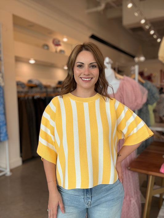 Yellow Stripe Knit Top