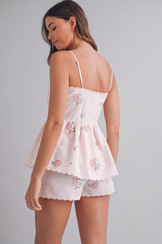 Embroidered Cami & Short Set