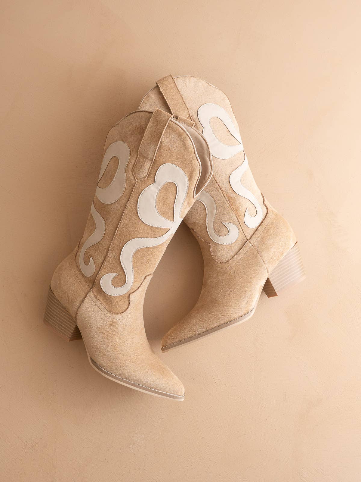 The Bowie | Almond Western Boot with Pink Inlay