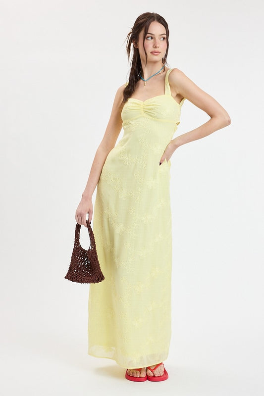 FLORAL EMBROIDERED OPEN BACK MAXI DRESS