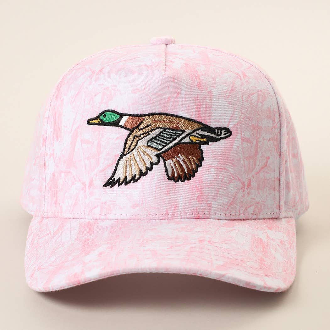Flying Mallard Duck Embroidered Camo Trucker Hat