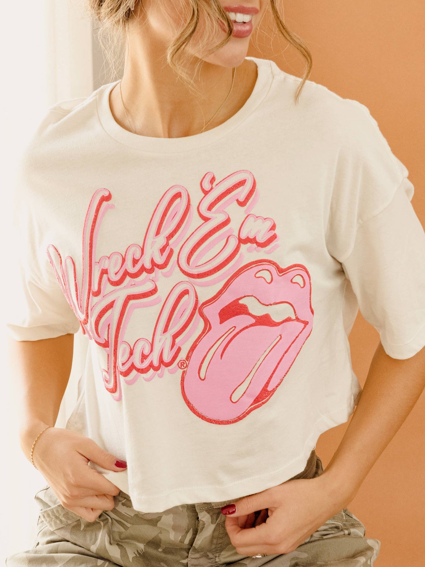 Rolling Stones Wreck Em Tech Malibu Puff Ink Cropped Tee