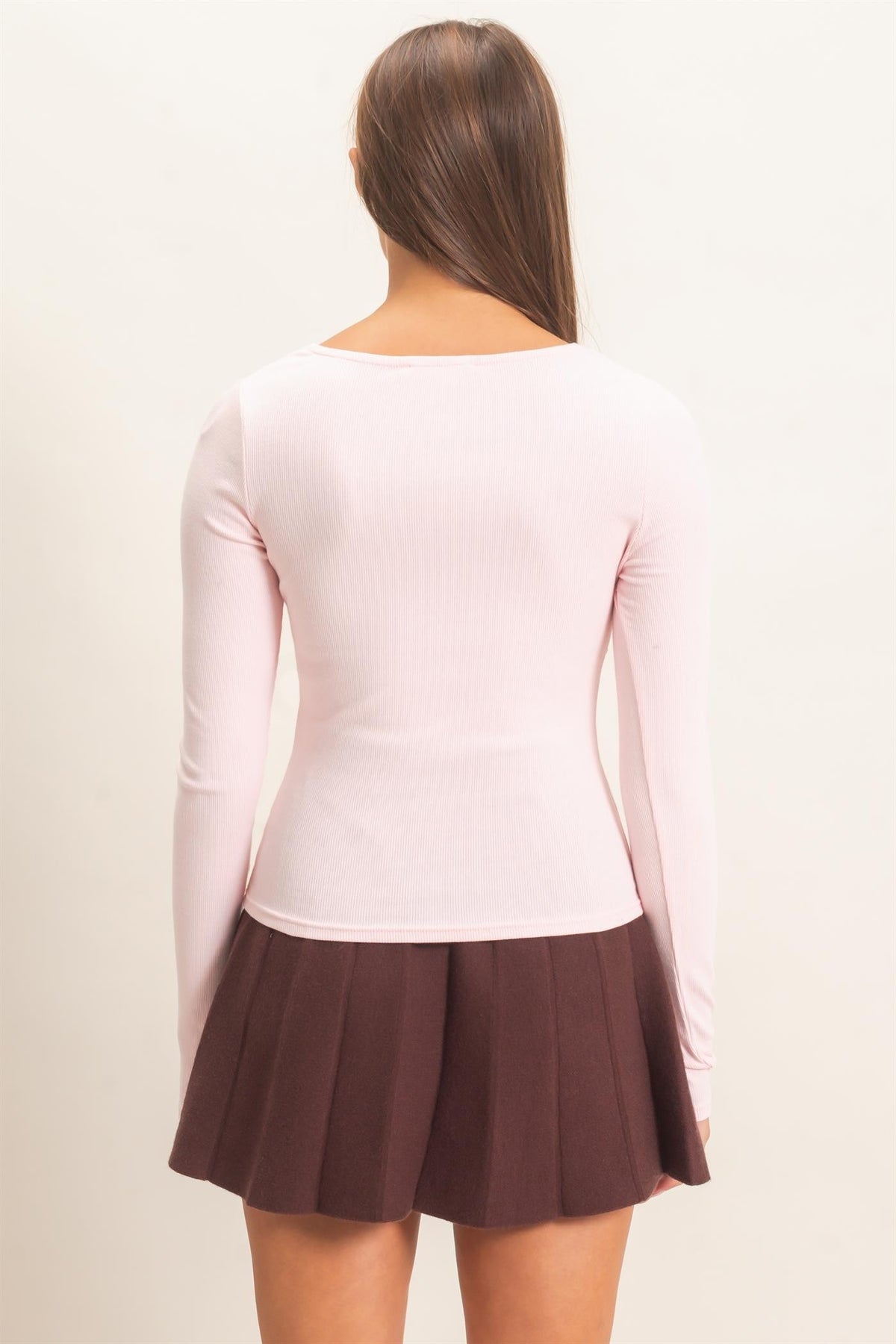 LACE TRIM V NECK TOP