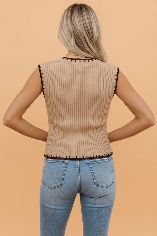 Western Horseshoe Ribbed Knit Sweater Top