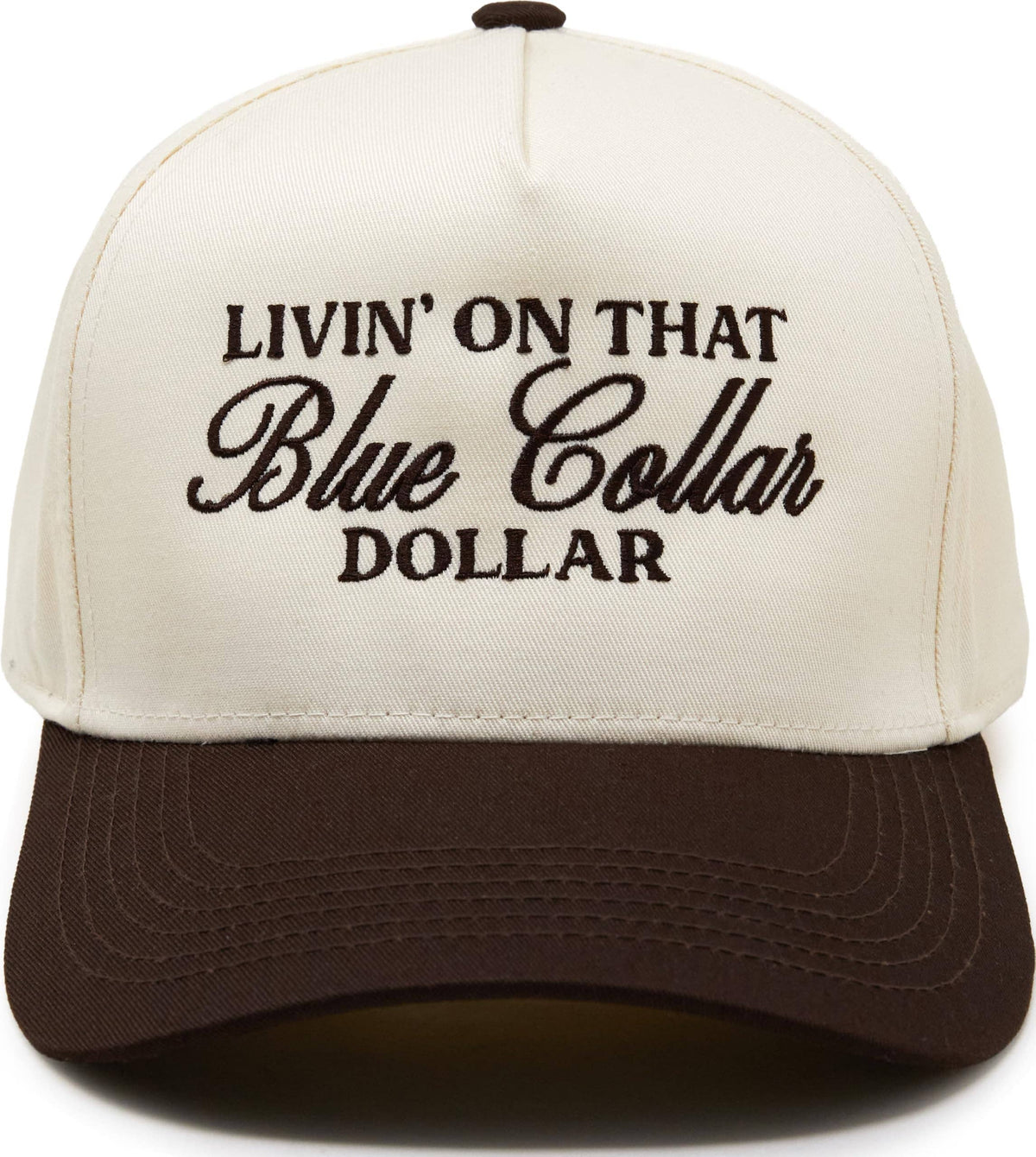 2-Tone Cap - Livin' On That Blue Collar Dollar - Brown/Beige