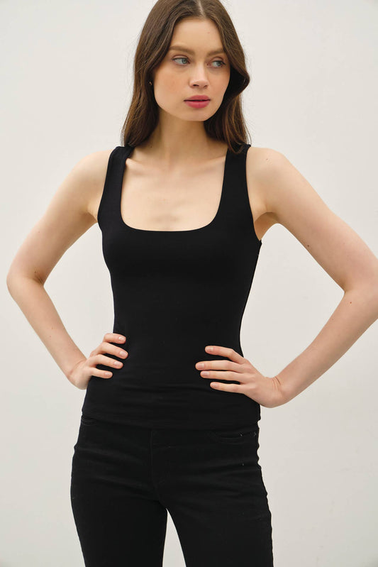 SOFT CORE-DOUBLE LINED BASIC SQUARE NECK TANK
