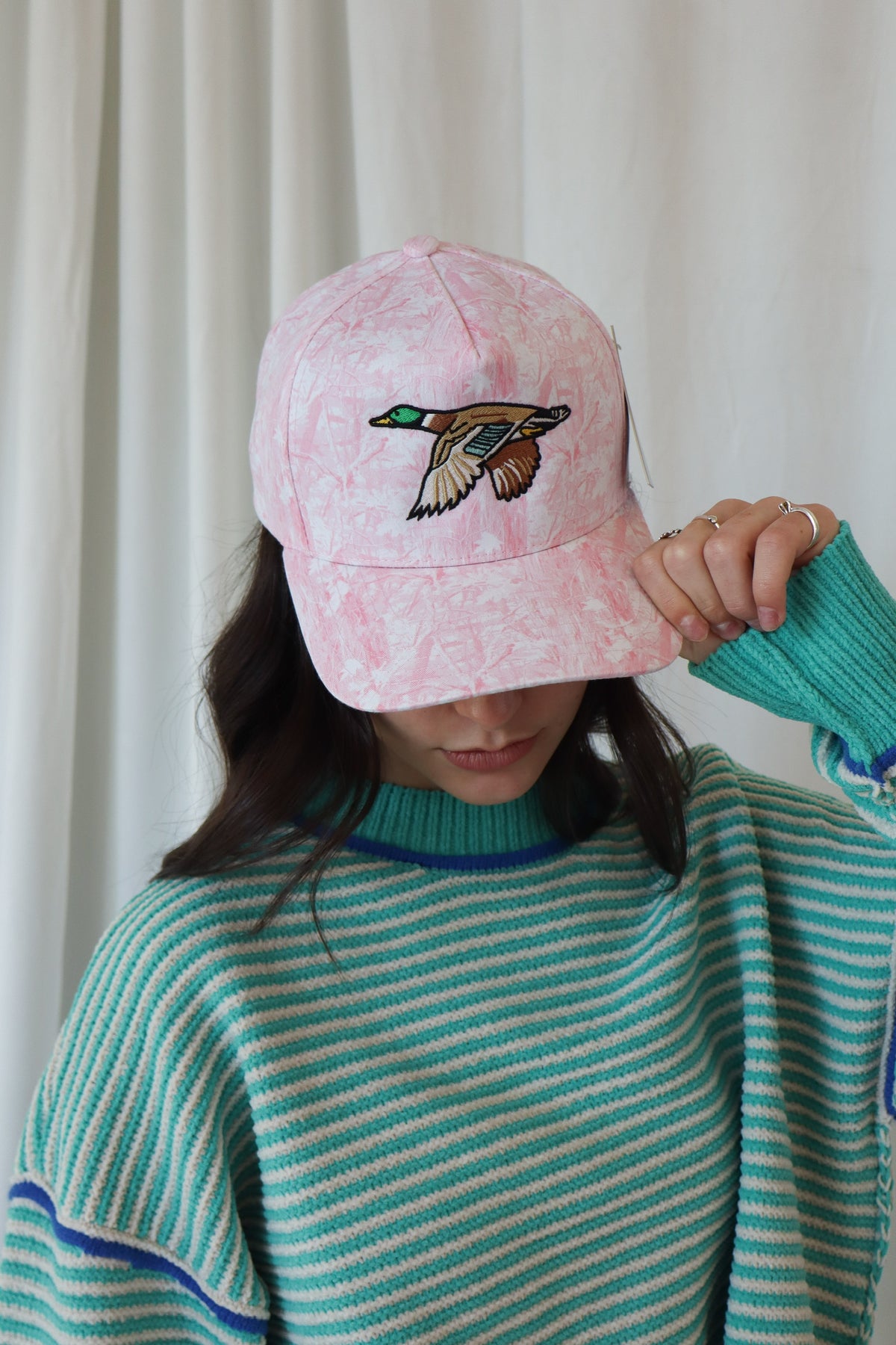 Flying Mallard Duck Embroidered Camo Trucker Hat