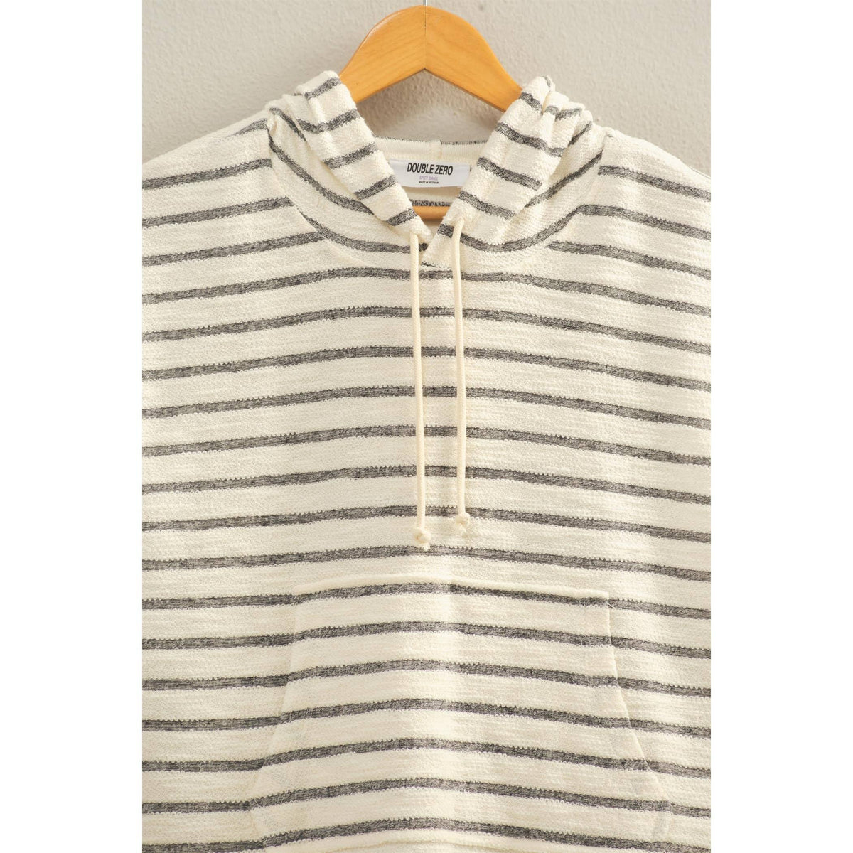 Striped Hooded Top With Pocket