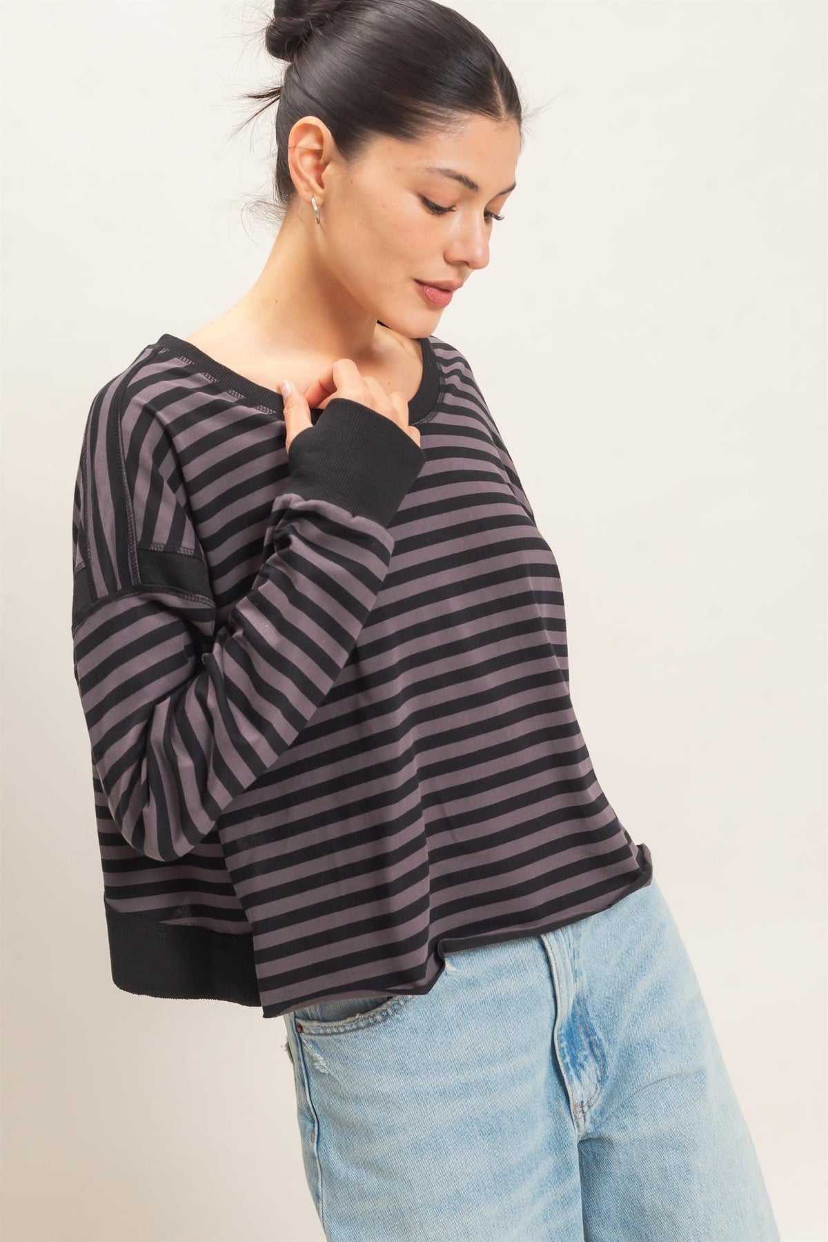 STRIPED OPEN BACK TOP