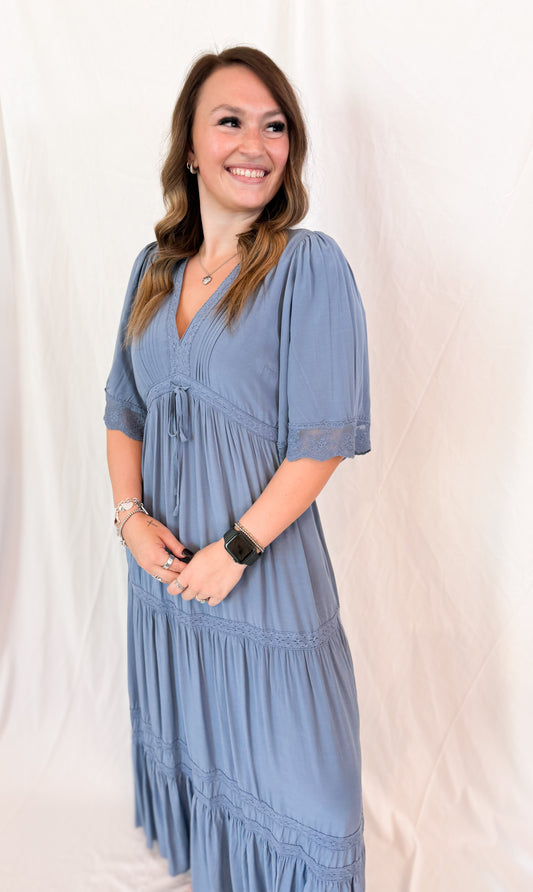 TENCEL LACE TRIM MAXI DRESS
