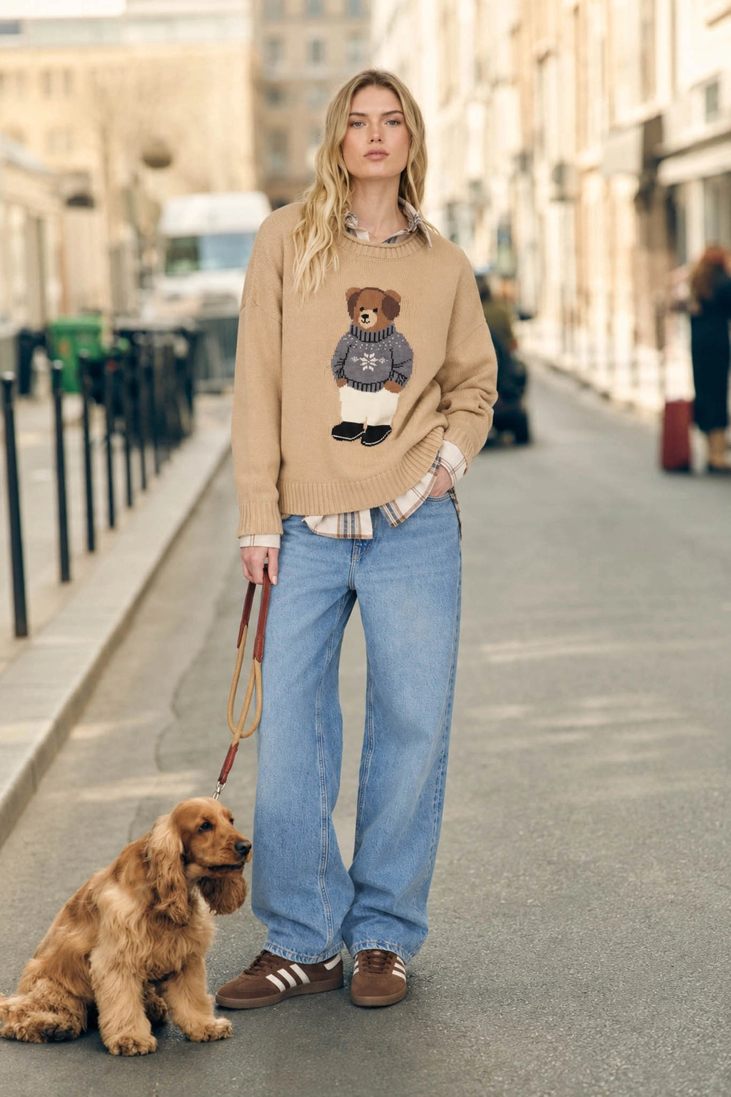 TEDDY BEAR CREWNECK KNIT SWEATER