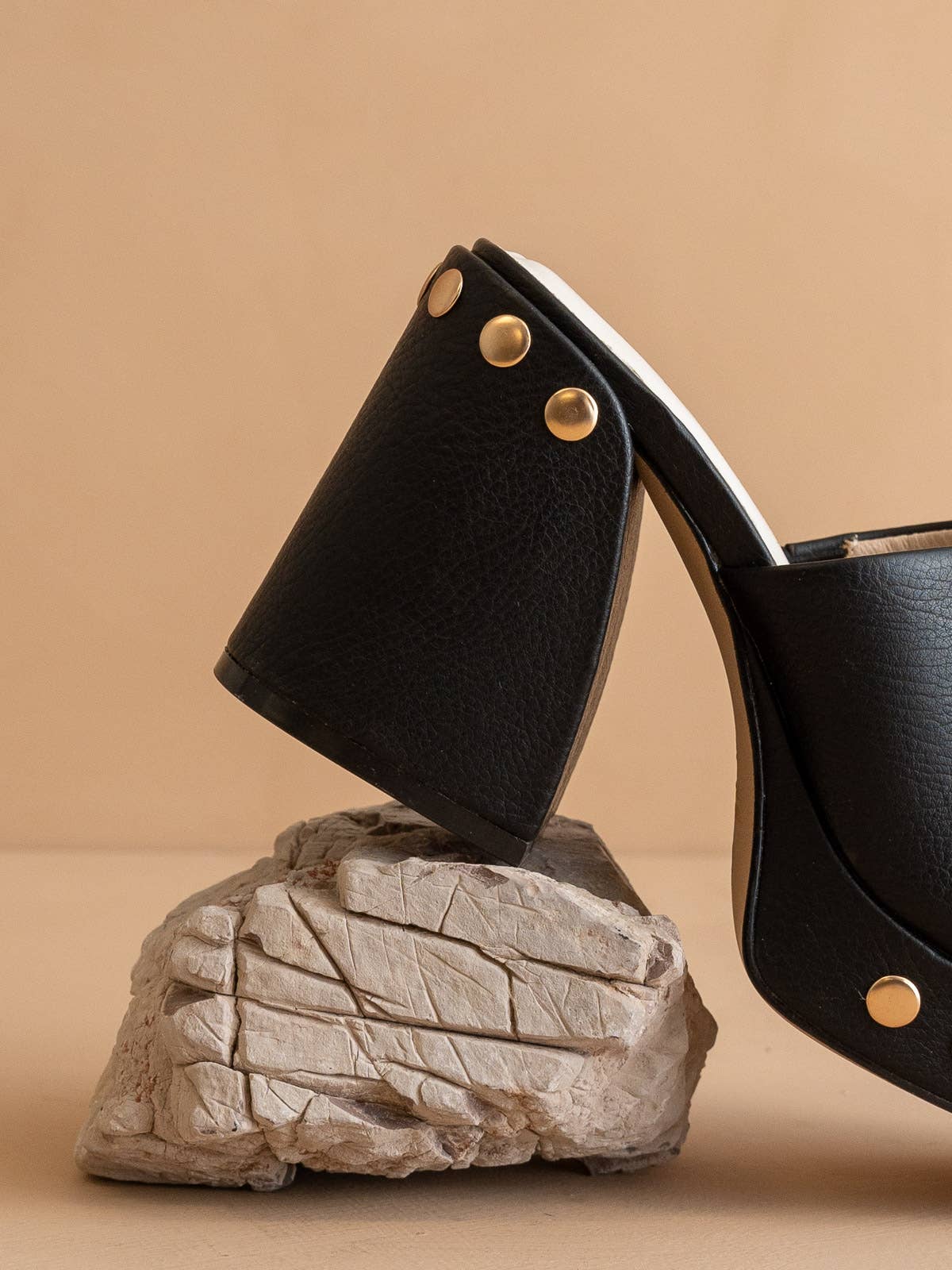 The Leona | Black Studded Platform Heel