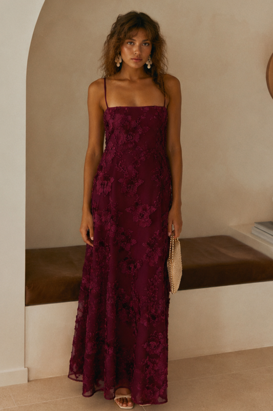 3D FLORAL MAXI DRESS