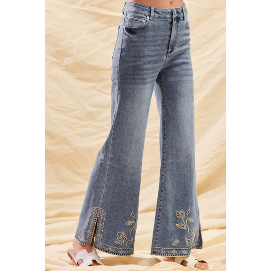 MID RISE STRETCH DENIM FLARE JEANS PANTS
