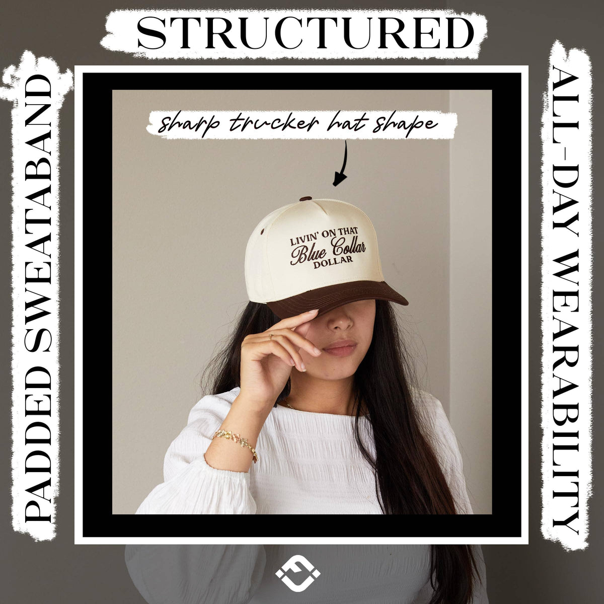 2-Tone Cap - Livin' On That Blue Collar Dollar - Brown/Beige