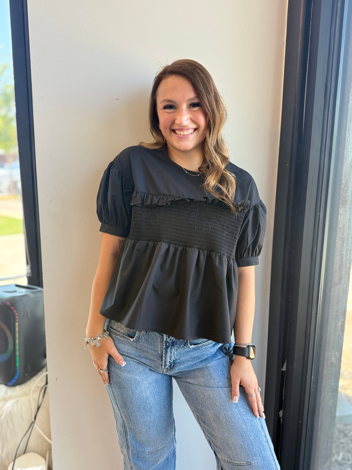 Poplin Ruffle Blouse