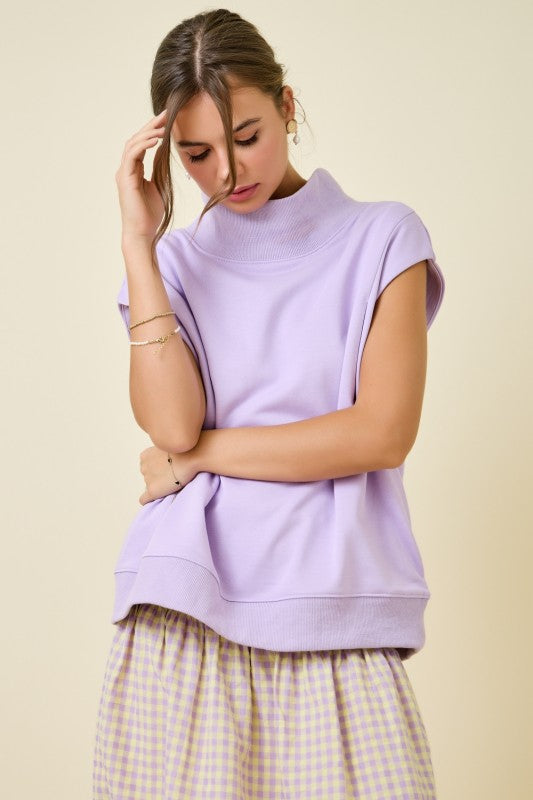 Sleeveless Oversized Mock Neck