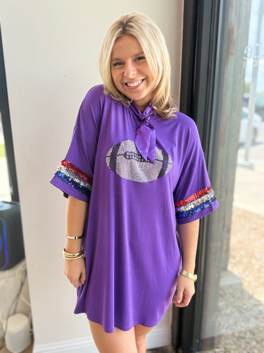 Oversized Game Day Bedazzled Football Tee