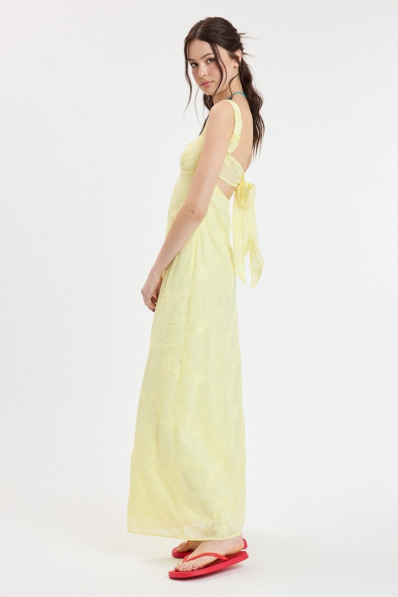 FLORAL EMBROIDERED OPEN BACK MAXI DRESS