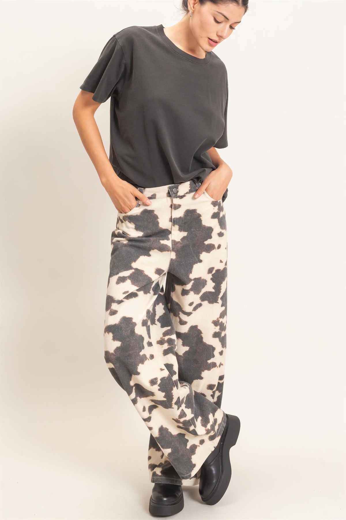COW PRINT JEANS