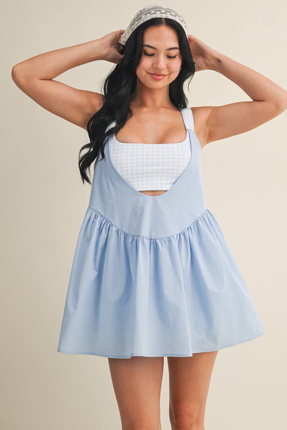 Gingham Print Double Layered Play Dress