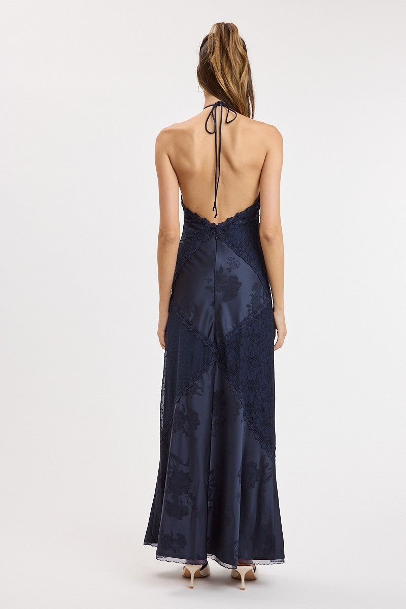JACQUARD SATIN MAXI DRESS