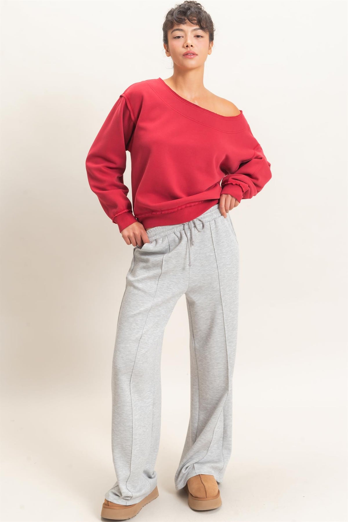 PINTUCK WIDE LEG PANTS