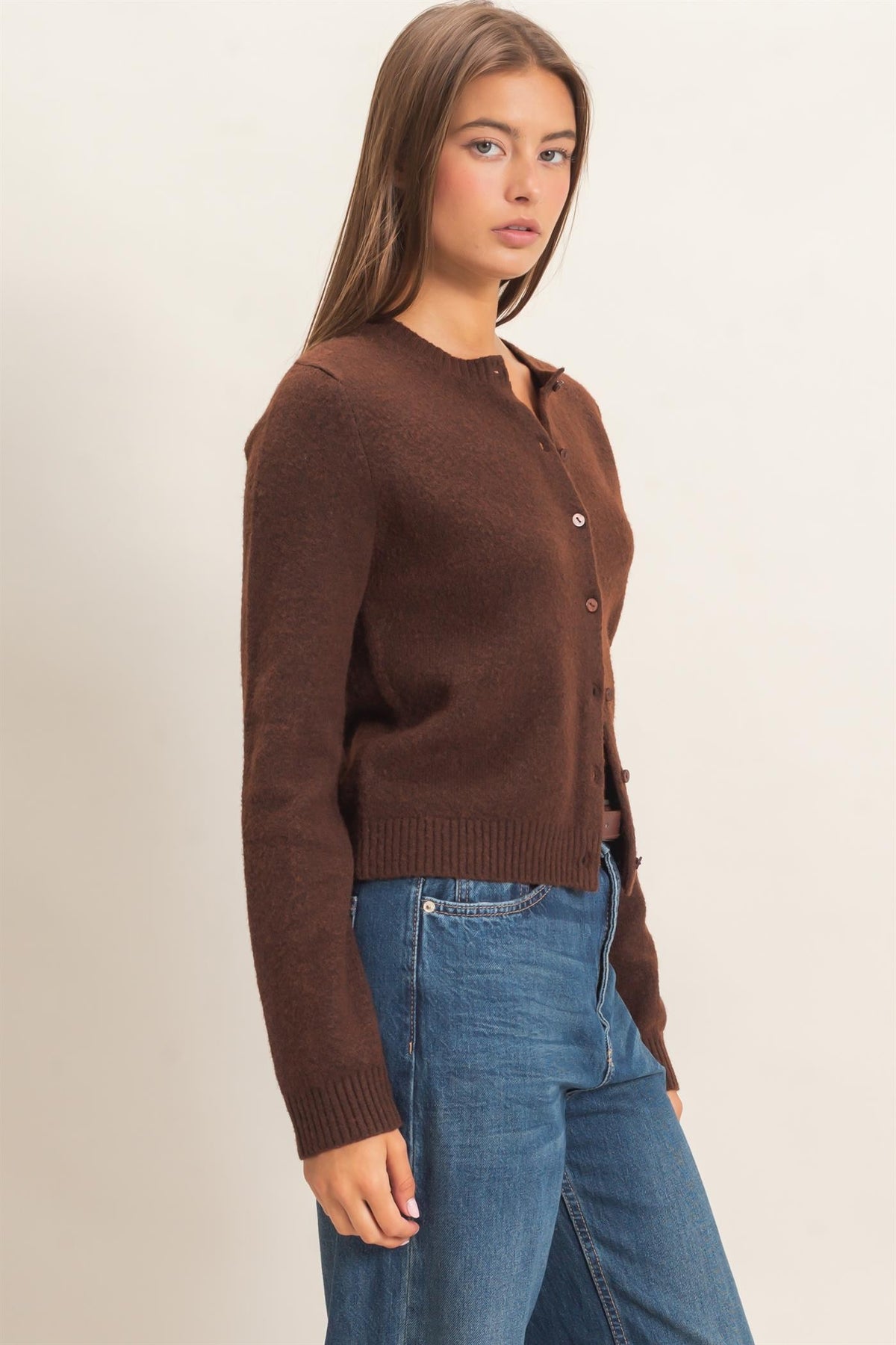 CREW NECK CARDIGAN