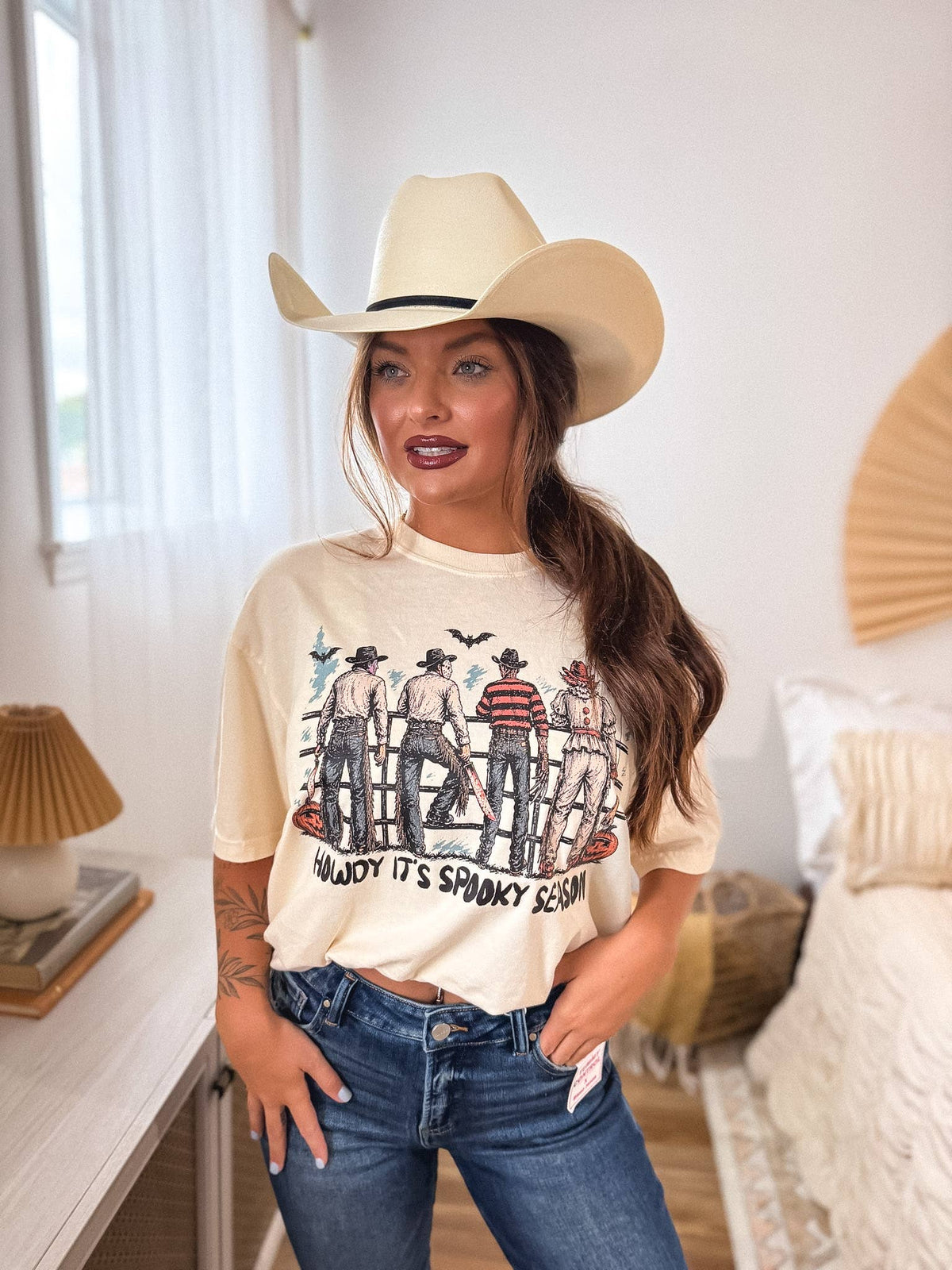 Howdy It's Spooky Season Graphic Tee on Ivory
