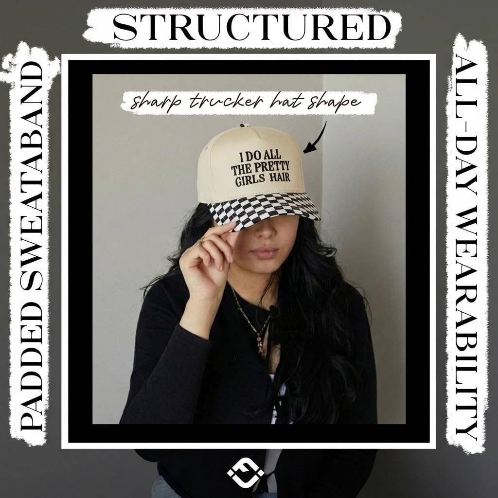 2 Tone Cap: I Do All the Pretty Girls Hair - Checker Print