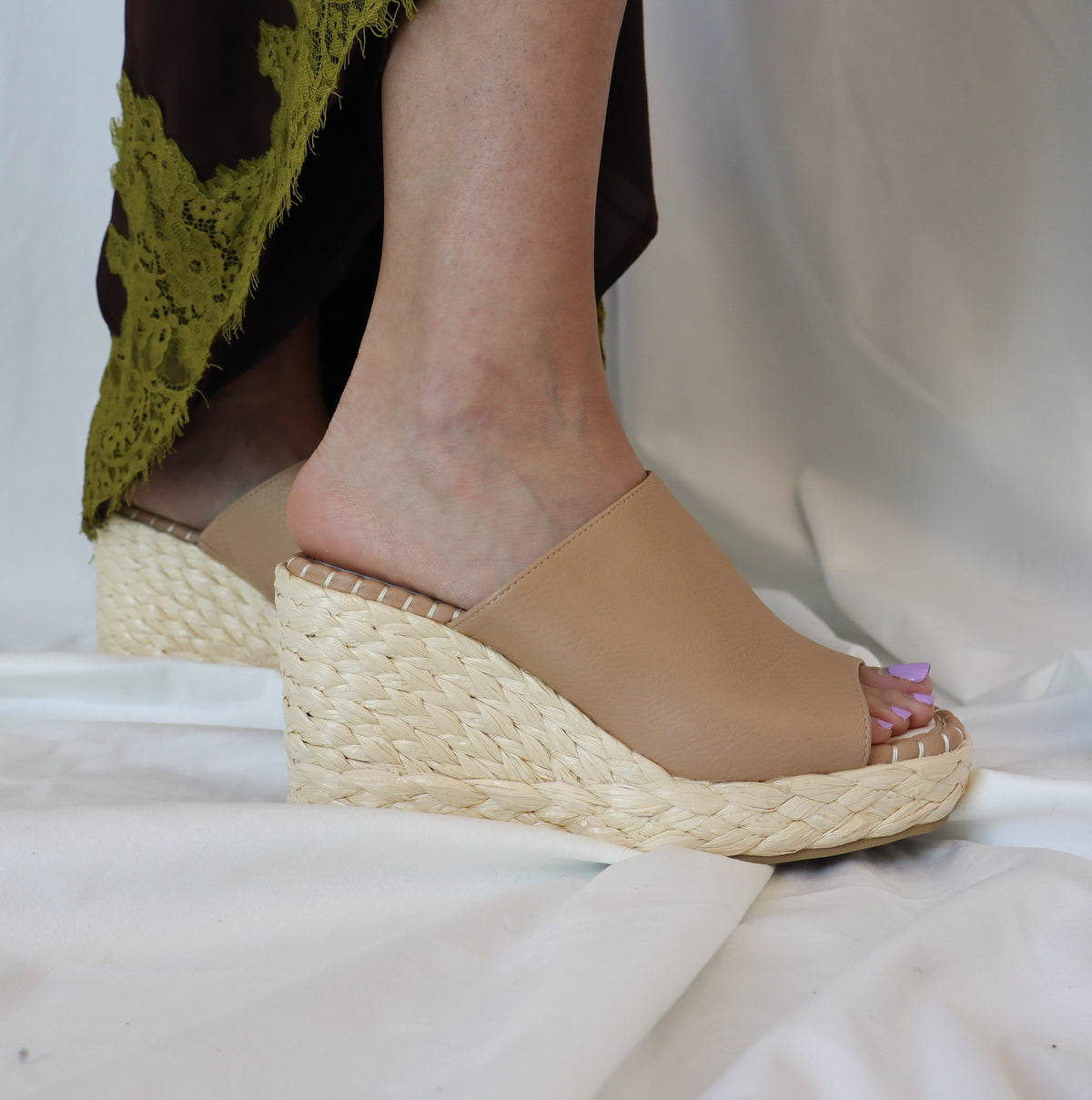 The Raina Apricot | Espdarille Slip On Wedge