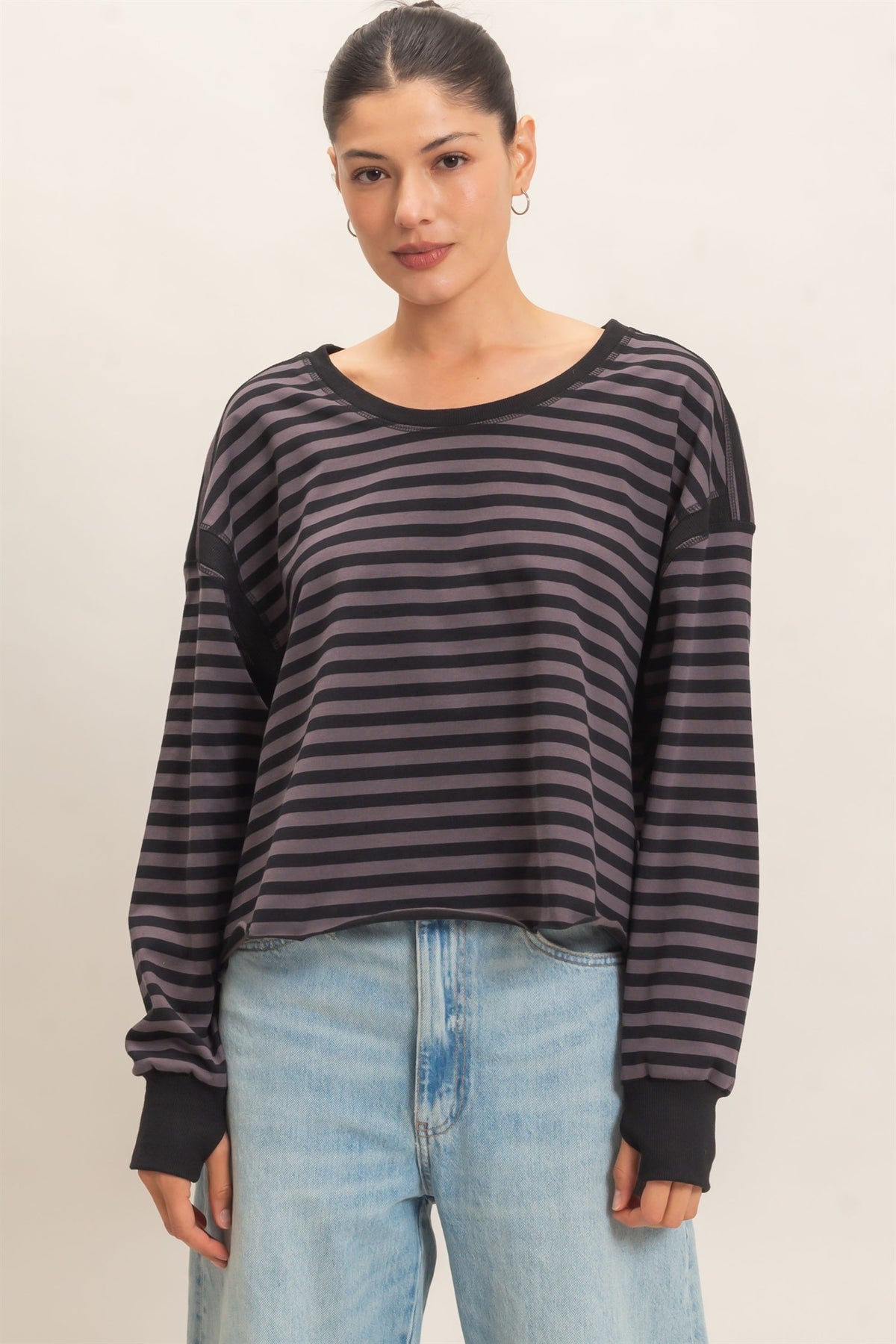 STRIPED OPEN BACK TOP