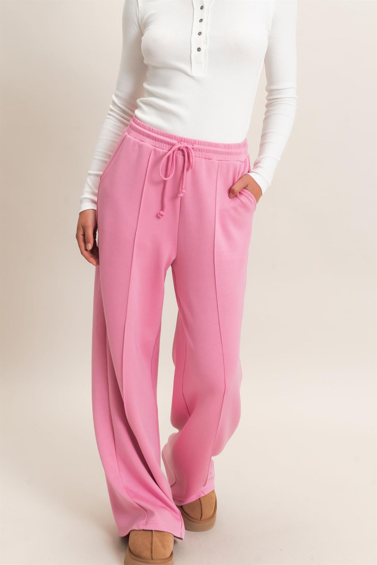 PINTUCK WIDE LEG PANTS