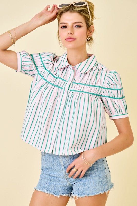 Stripe Button Down Blouse